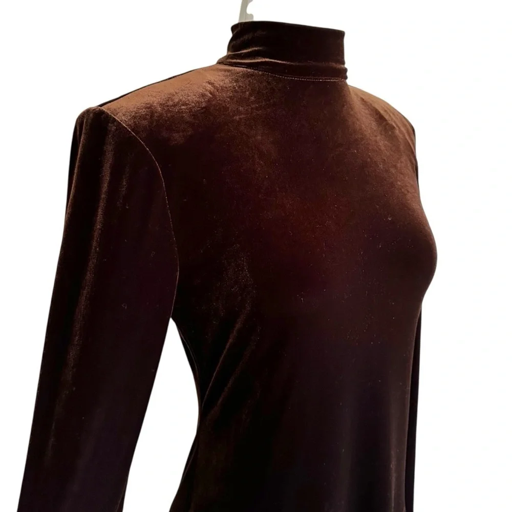 JOSEPH RIBKOFF Vintage Velvet Dress‎ Chocolate Brown Quiet Luxury Glam NWT